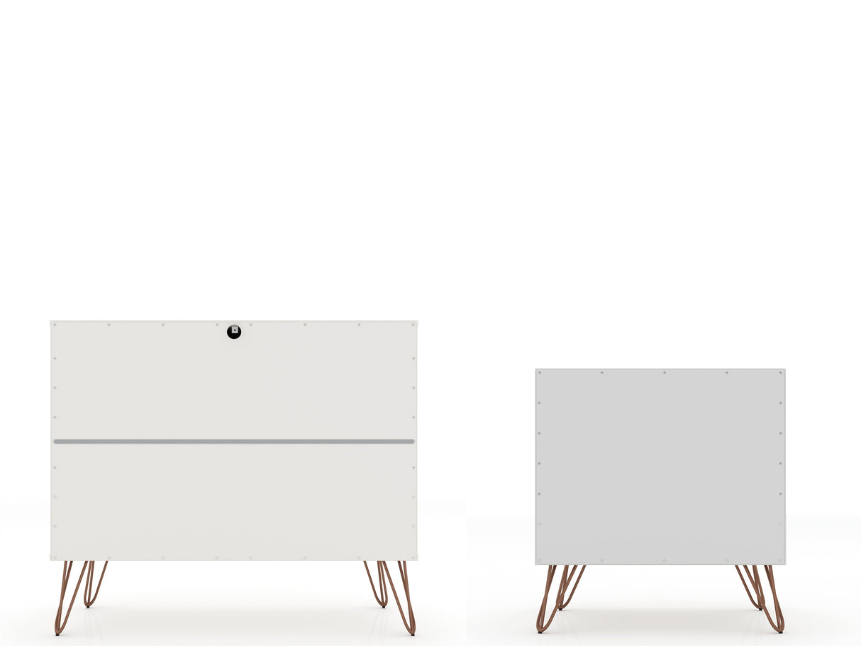 Rockefeller Dresser and Nightstand Set in White by Manhattan Comfort at Eve Furniture