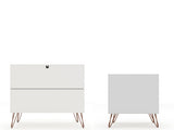 Rockefeller Dresser and Nightstand Set in White by Manhattan Comfort at Eve Furniture