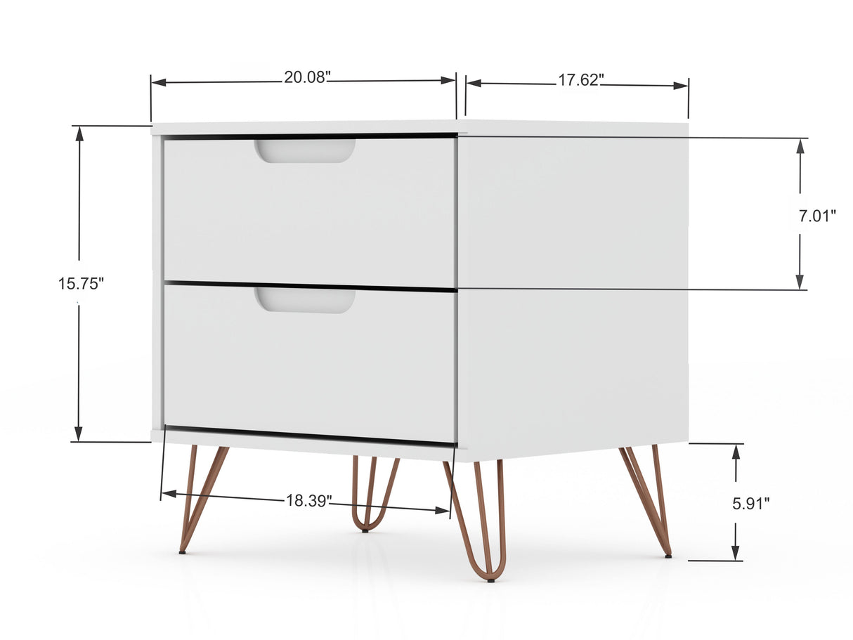 Rockefeller Dresser and Nightstand Set in White by Manhattan Comfort at Eve Furniture