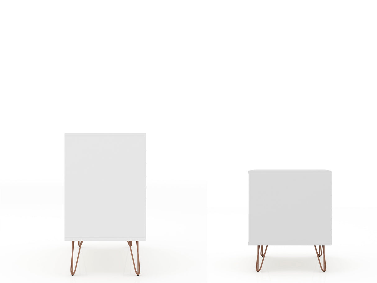 Rockefeller Dresser and Nightstand Set in White by Manhattan Comfort at Eve Furniture