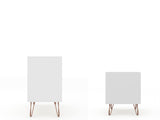 Rockefeller Dresser and Nightstand Set in White by Manhattan Comfort at Eve Furniture