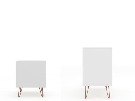 Rockefeller Dresser and Nightstand Set in White by Manhattan Comfort at Eve Furniture