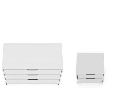 Rockefeller Dresser and Nightstand Set in White by Manhattan Comfort at Eve Furniture