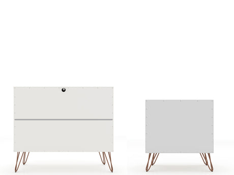 Rockefeller Dresser and Nightstand Set in White by Manhattan Comfort at Eve Furniture