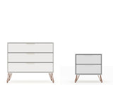 Rockefeller Dresser and Nightstand Set in White by Manhattan Comfort at Eve Furniture