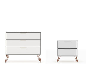 Rockefeller Dresser and Nightstand Set in White by Manhattan Comfort at Eve Furniture
