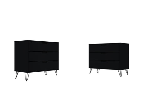 Rockefeller Dresser in Black (set of 2) by Manhattan Comfort at Eve Furniture