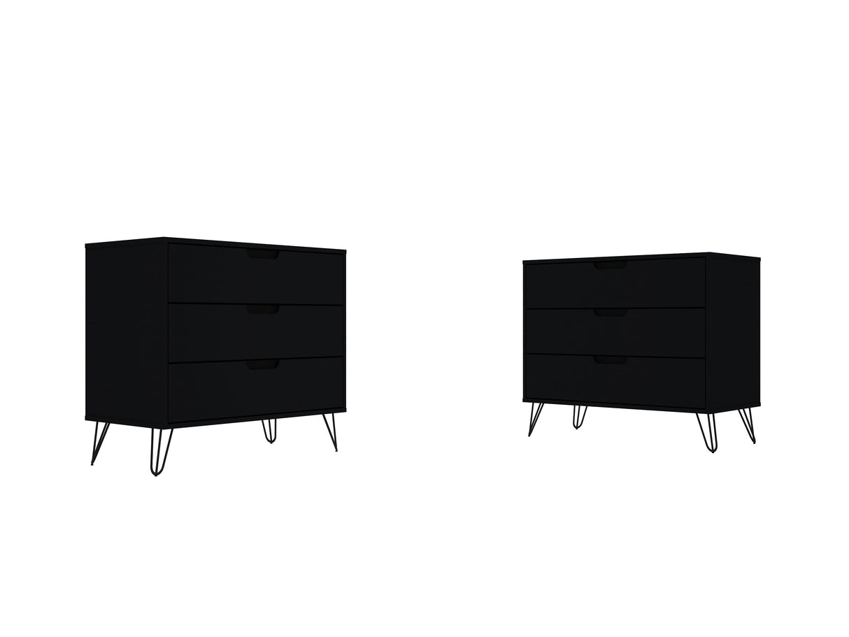 Rockefeller Dresser in Black (set of 2) by Manhattan Comfort at Eve Furniture