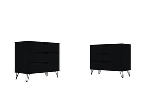 Rockefeller Dresser in Black (set of 2) by Manhattan Comfort at Eve Furniture