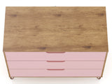 Rockefeller Dresser in Nature and Rose Pink (set of 2) by Manhattan Comfort at Eve Furniture