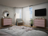 Rockefeller Dresser in Nature and Rose Pink (set of 2) by Manhattan Comfort at Eve Furniture