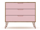 Rockefeller Dresser in Nature and Rose Pink (set of 2) by Manhattan Comfort at Eve Furniture