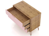 Rockefeller Dresser in Nature and Rose Pink (set of 2) by Manhattan Comfort at Eve Furniture