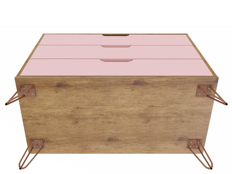 Rockefeller Dresser in Nature and Rose Pink (set of 2) by Manhattan Comfort at Eve Furniture