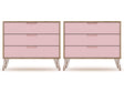 Rockefeller Dresser in Nature and Rose Pink (set of 2) by Manhattan Comfort at Eve Furniture