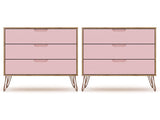 Rockefeller Dresser in Nature and Rose Pink (set of 2) by Manhattan Comfort at Eve Furniture