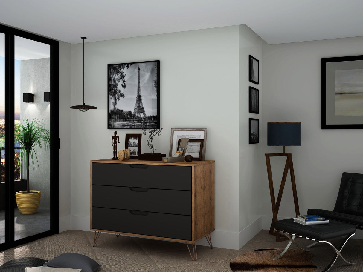 Rockefeller Dresser in Nature and Textured Grey by Manhattan Comfort at Eve Furniture