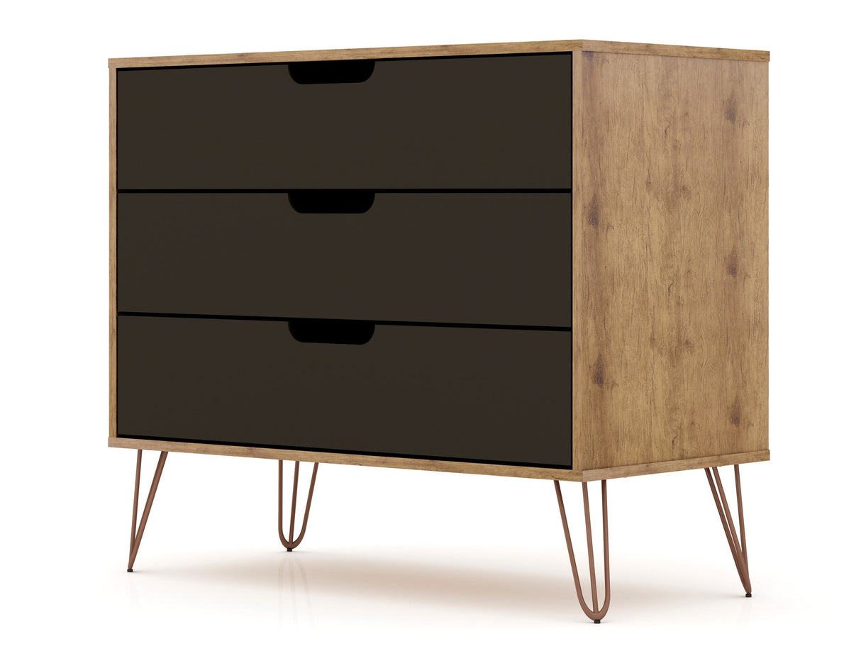 Rockefeller Dresser in Nature and Textured Grey by Manhattan Comfort at Eve Furniture