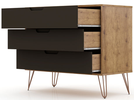Rockefeller Dresser in Nature and Textured Grey (set of 2) by Manhattan Comfort at Eve Furniture