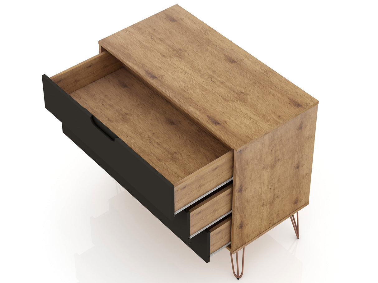 Rockefeller Dresser in Nature and Textured Grey (set of 2) by Manhattan Comfort at Eve Furniture