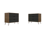 Rockefeller Dresser in Nature and Textured Grey (set of 2) by Manhattan Comfort at Eve Furniture