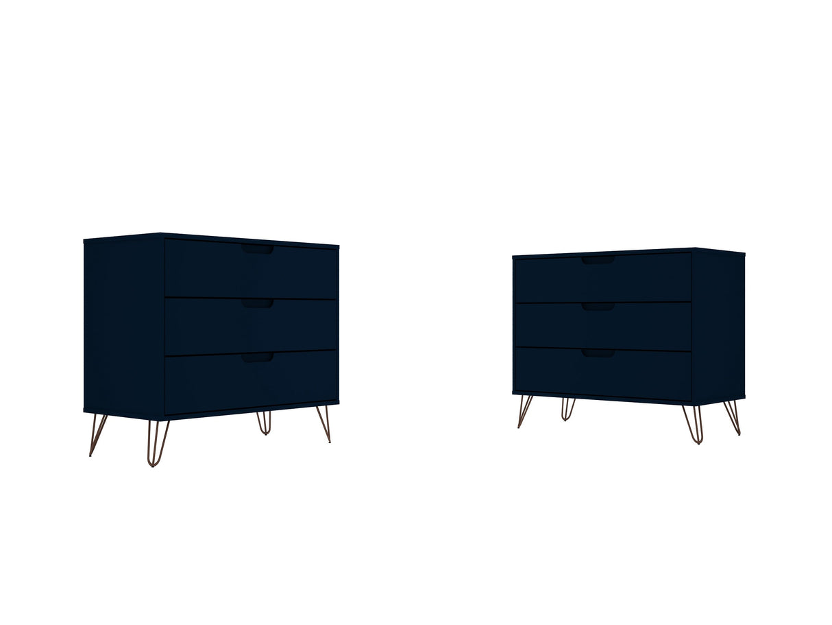 Rockefeller Dresser in Tatiana Midnight Blue (set of 2) by Manhattan Comfort at Eve Furniture