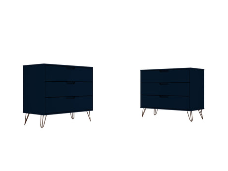 Rockefeller Dresser in Tatiana Midnight Blue (set of 2) by Manhattan Comfort at Eve Furniture
