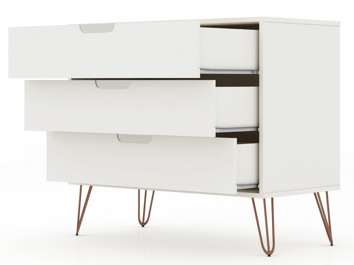 Rockefeller Dresser in White (set of 2) by Manhattan Comfort at Eve Furniture
