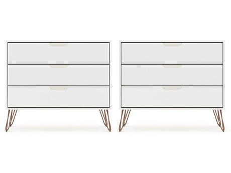 Rockefeller Dresser in White (set of 2) by Manhattan Comfort at Eve Furniture