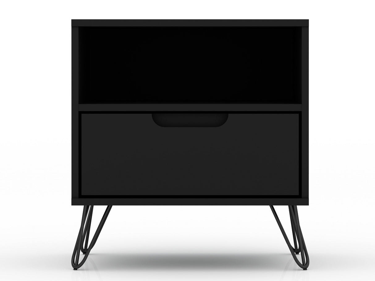 Rockefeller Nightstand 1.0 in Black (set of 2) by Manhattan Comfort at Eve Furniture