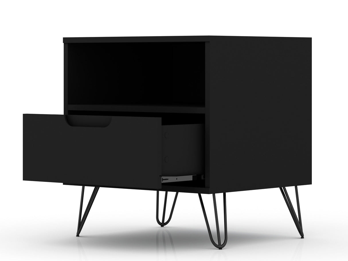 Rockefeller Nightstand 1.0 in Black (set of 2) by Manhattan Comfort at Eve Furniture