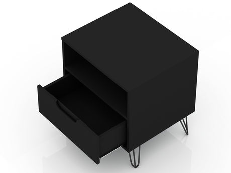 Rockefeller Nightstand 1.0 in Black (set of 2) by Manhattan Comfort at Eve Furniture