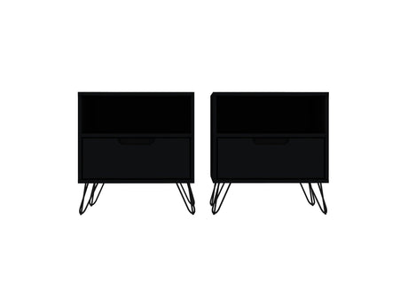 Rockefeller Nightstand 1.0 in Black (set of 2) by Manhattan Comfort at Eve Furniture