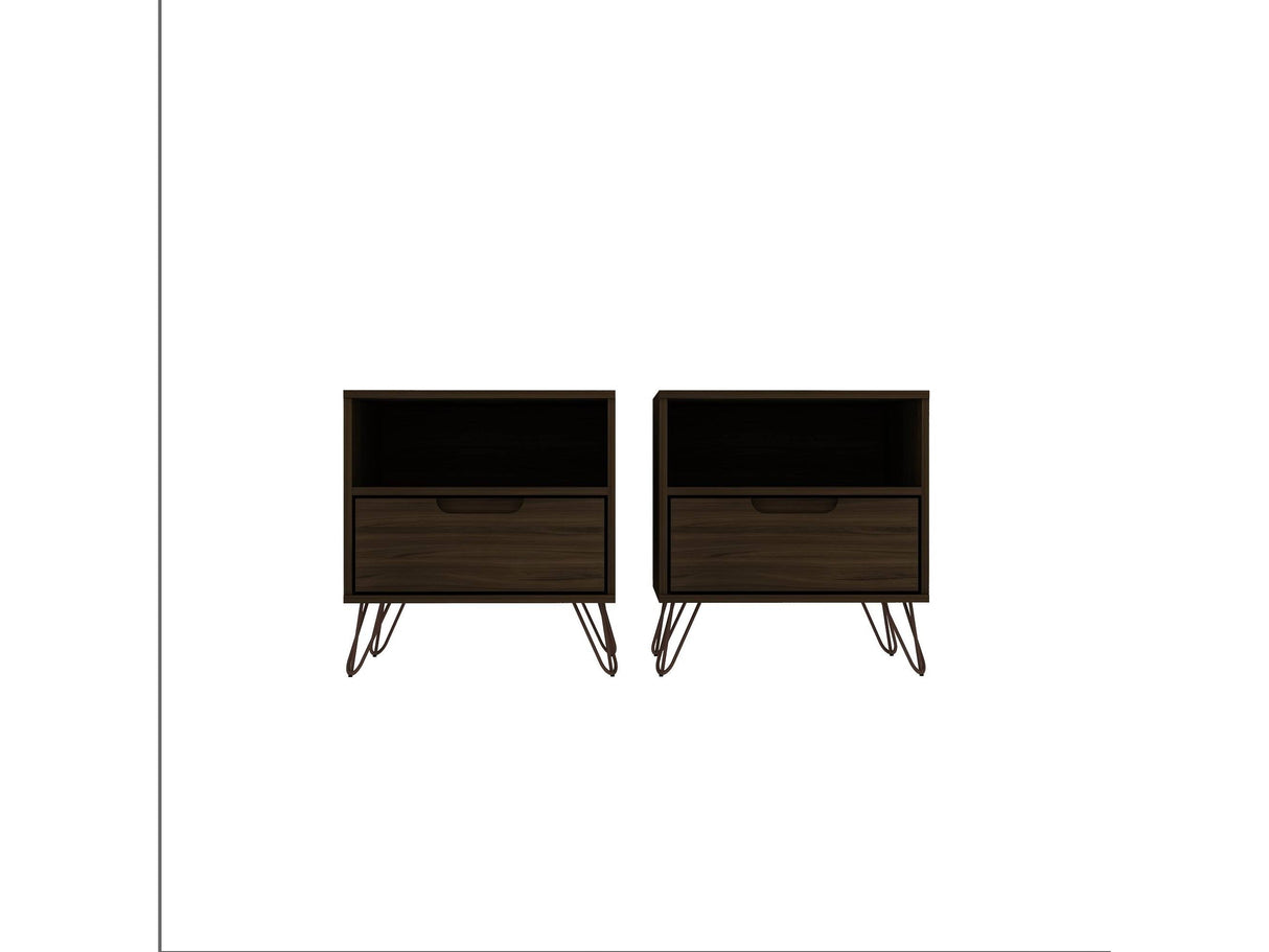 Rockefeller Nightstand 1.0 in Brown (set of 2) by Manhattan Comfort at Eve Furniture