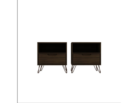 Rockefeller Nightstand 1.0 in Brown (set of 2) by Manhattan Comfort at Eve Furniture