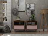 Rockefeller Nightstand 1.0 in Nature and Rose Pink (set of 2) by Manhattan Comfort at Eve Furniture