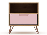 Rockefeller Nightstand 1.0 in Nature and Rose Pink (set of 2) by Manhattan Comfort at Eve Furniture