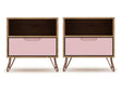 Rockefeller Nightstand 1.0 in Nature and Rose Pink (set of 2) by Manhattan Comfort at Eve Furniture