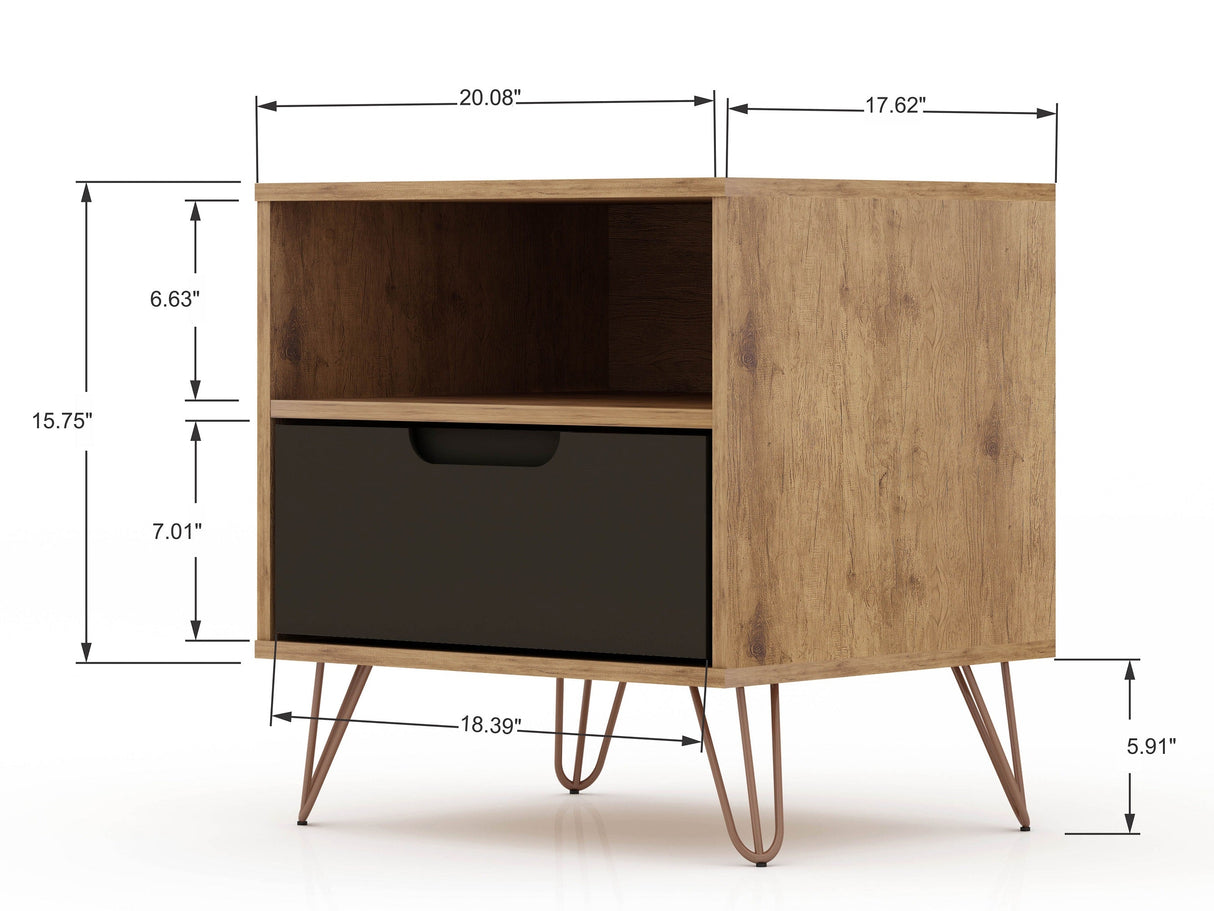 Rockefeller Nightstand 1.0 in Nature and Textured Grey (set of 2) by Manhattan Comfort at Eve Furniture