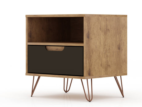 Rockefeller Nightstand 1.0 in Nature and Textured Grey (set of 2) by Manhattan Comfort at Eve Furniture