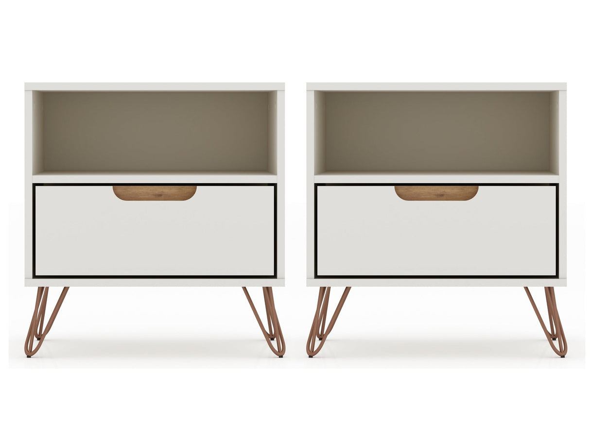 Rockefeller Nightstand 1.0 in Off White and Nature (set of 2) by Manhattan Comfort at Eve Furniture