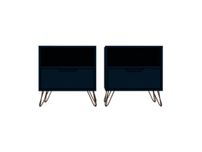 Rockefeller Nightstand 1.0 in Tatiana Midnight Blue (set of 2) by Manhattan Comfort at Eve Furniture