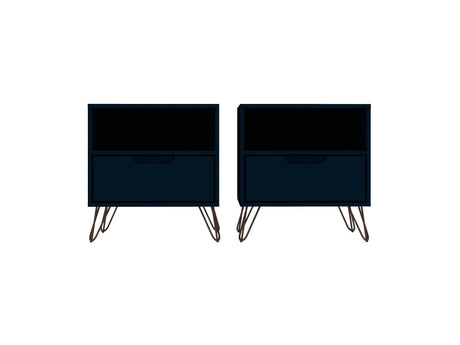 Rockefeller Nightstand 1.0 in Tatiana Midnight Blue (set of 2) by Manhattan Comfort at Eve Furniture