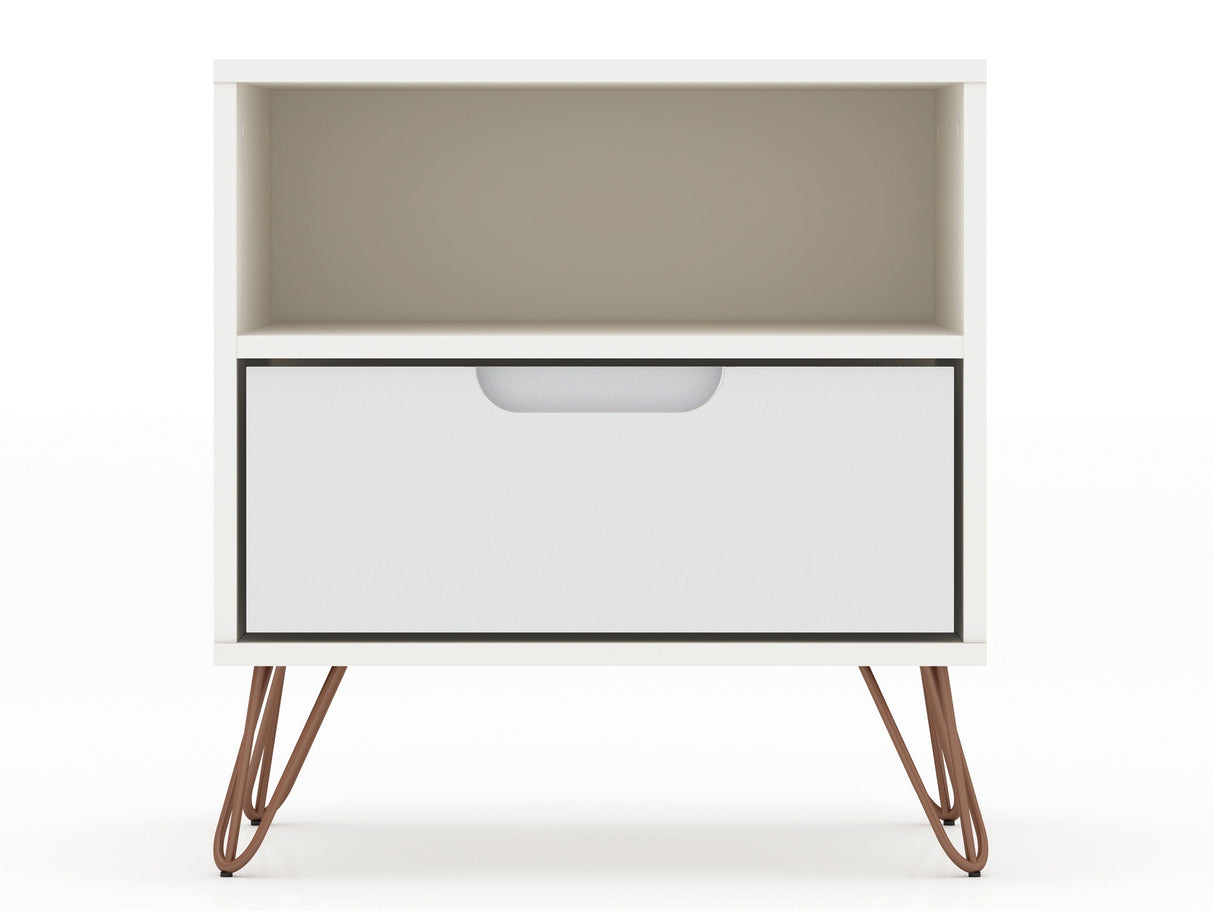 Rockefeller Nightstand 1.0 in White (set of 2) by Manhattan Comfort at Eve Furniture