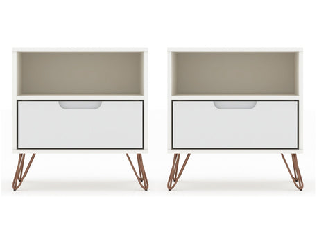 Rockefeller Nightstand 1.0 in White (set of 2) by Manhattan Comfort at Eve Furniture