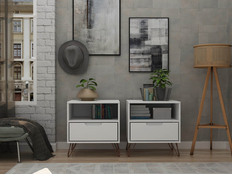Rockefeller Nightstand 1.0 in White (set of 2) by Manhattan Comfort at Eve Furniture