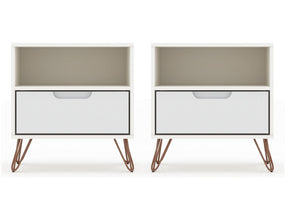 Rockefeller Nightstand 1.0 in White (set of 2) by Manhattan Comfort at Eve Furniture
