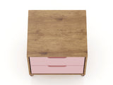 Rockefeller Nightstand 2.0 in Nature and Rose Pink (set of 2) by Manhattan Comfort at Eve Furniture
