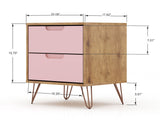 Rockefeller Nightstand 2.0 in Nature and Rose Pink (set of 2) by Manhattan Comfort at Eve Furniture