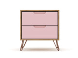 Rockefeller Nightstand 2.0 in Nature and Rose Pink (set of 2) by Manhattan Comfort at Eve Furniture